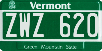 VT license plate ZWZ620