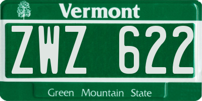 VT license plate ZWZ622