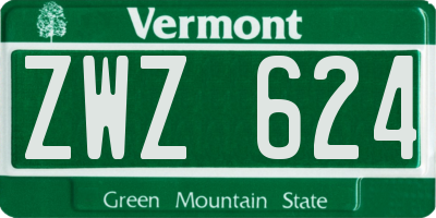 VT license plate ZWZ624