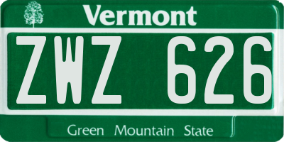 VT license plate ZWZ626