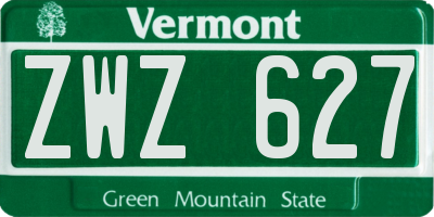 VT license plate ZWZ627