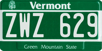 VT license plate ZWZ629