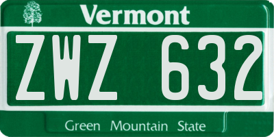 VT license plate ZWZ632