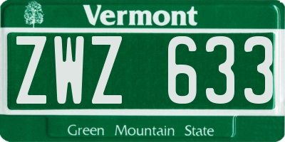 VT license plate ZWZ633