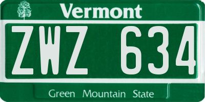 VT license plate ZWZ634