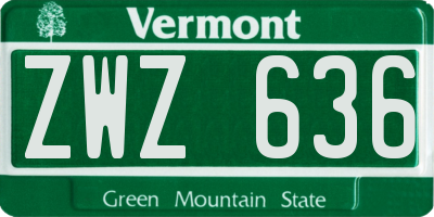 VT license plate ZWZ636