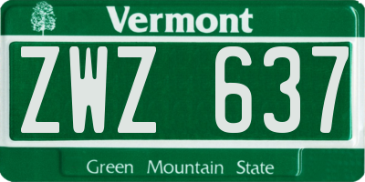 VT license plate ZWZ637