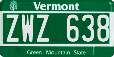 VT license plate ZWZ638