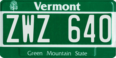 VT license plate ZWZ640