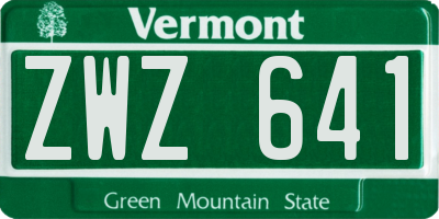 VT license plate ZWZ641