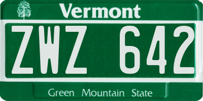 VT license plate ZWZ642