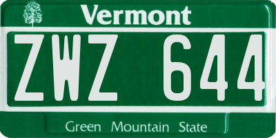 VT license plate ZWZ644