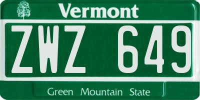 VT license plate ZWZ649