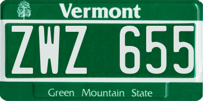 VT license plate ZWZ655