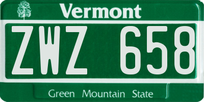 VT license plate ZWZ658