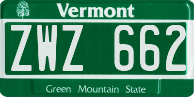 VT license plate ZWZ662