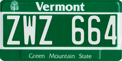 VT license plate ZWZ664