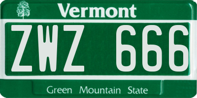 VT license plate ZWZ666