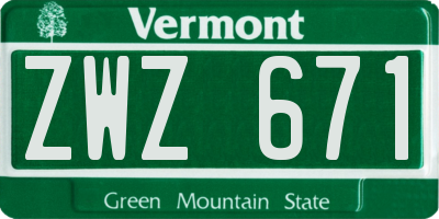 VT license plate ZWZ671