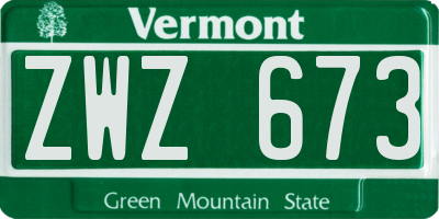 VT license plate ZWZ673