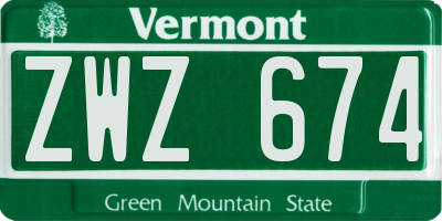 VT license plate ZWZ674