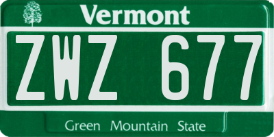 VT license plate ZWZ677