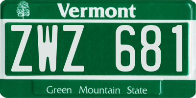 VT license plate ZWZ681