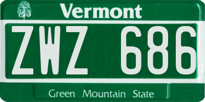VT license plate ZWZ686