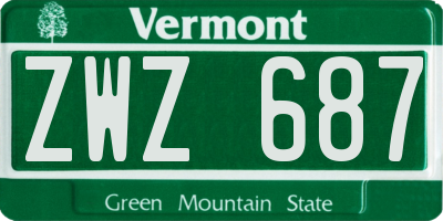 VT license plate ZWZ687