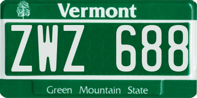VT license plate ZWZ688