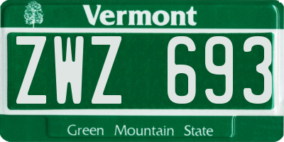VT license plate ZWZ693