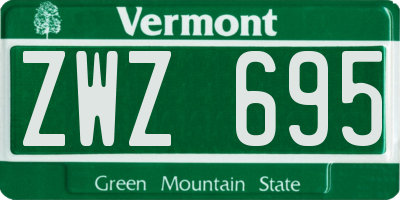 VT license plate ZWZ695