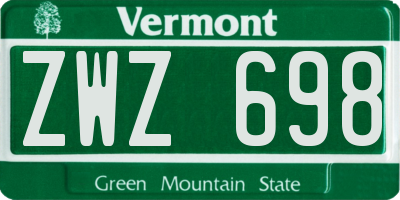 VT license plate ZWZ698