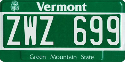 VT license plate ZWZ699