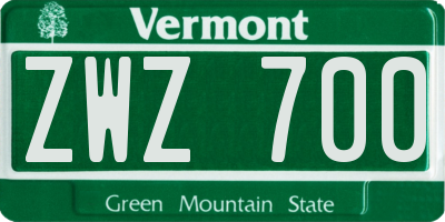 VT license plate ZWZ700
