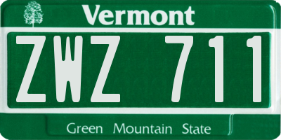 VT license plate ZWZ711