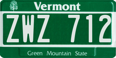 VT license plate ZWZ712