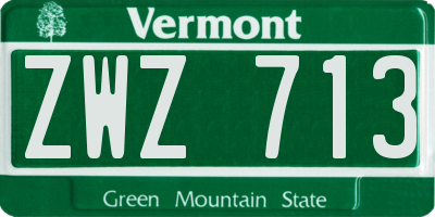 VT license plate ZWZ713