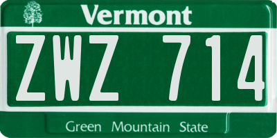VT license plate ZWZ714