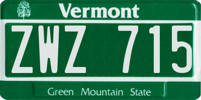 VT license plate ZWZ715