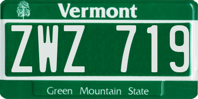 VT license plate ZWZ719