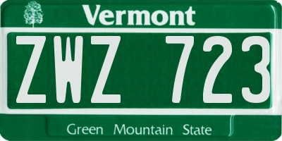 VT license plate ZWZ723