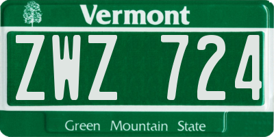 VT license plate ZWZ724