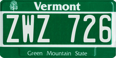 VT license plate ZWZ726