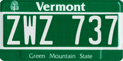 VT license plate ZWZ737
