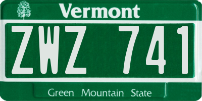 VT license plate ZWZ741