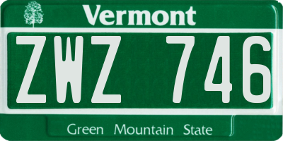 VT license plate ZWZ746