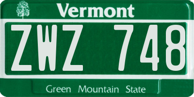 VT license plate ZWZ748