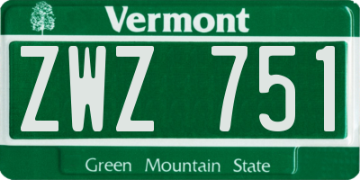 VT license plate ZWZ751