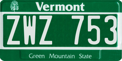 VT license plate ZWZ753